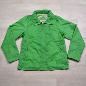 Y2K Mudd Outerwear Coat Jacket Windbreaker Zip-In Hood Green VTG 2000s